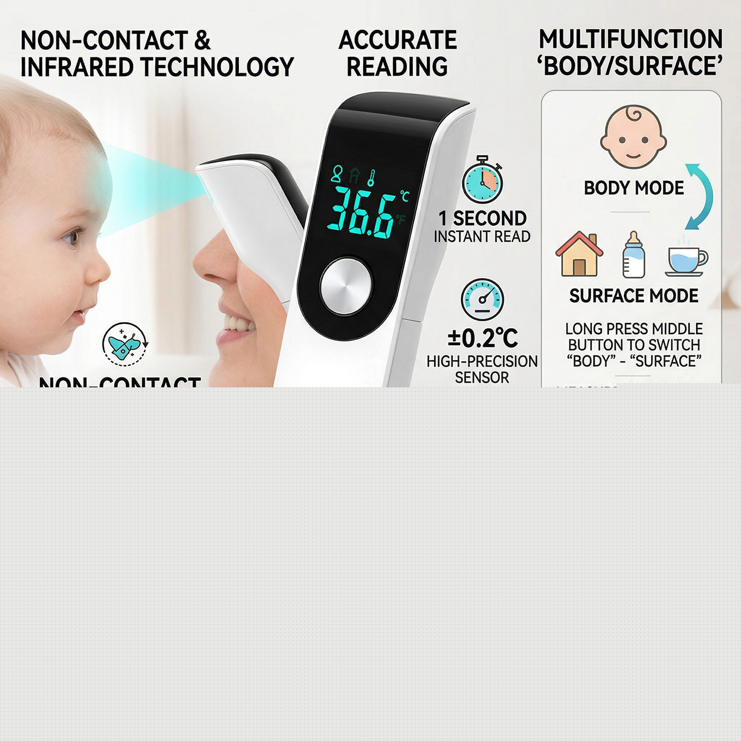 Digital Thermometer Infrared - Medical Forehead Thermometer Fever Infrared Temperature
