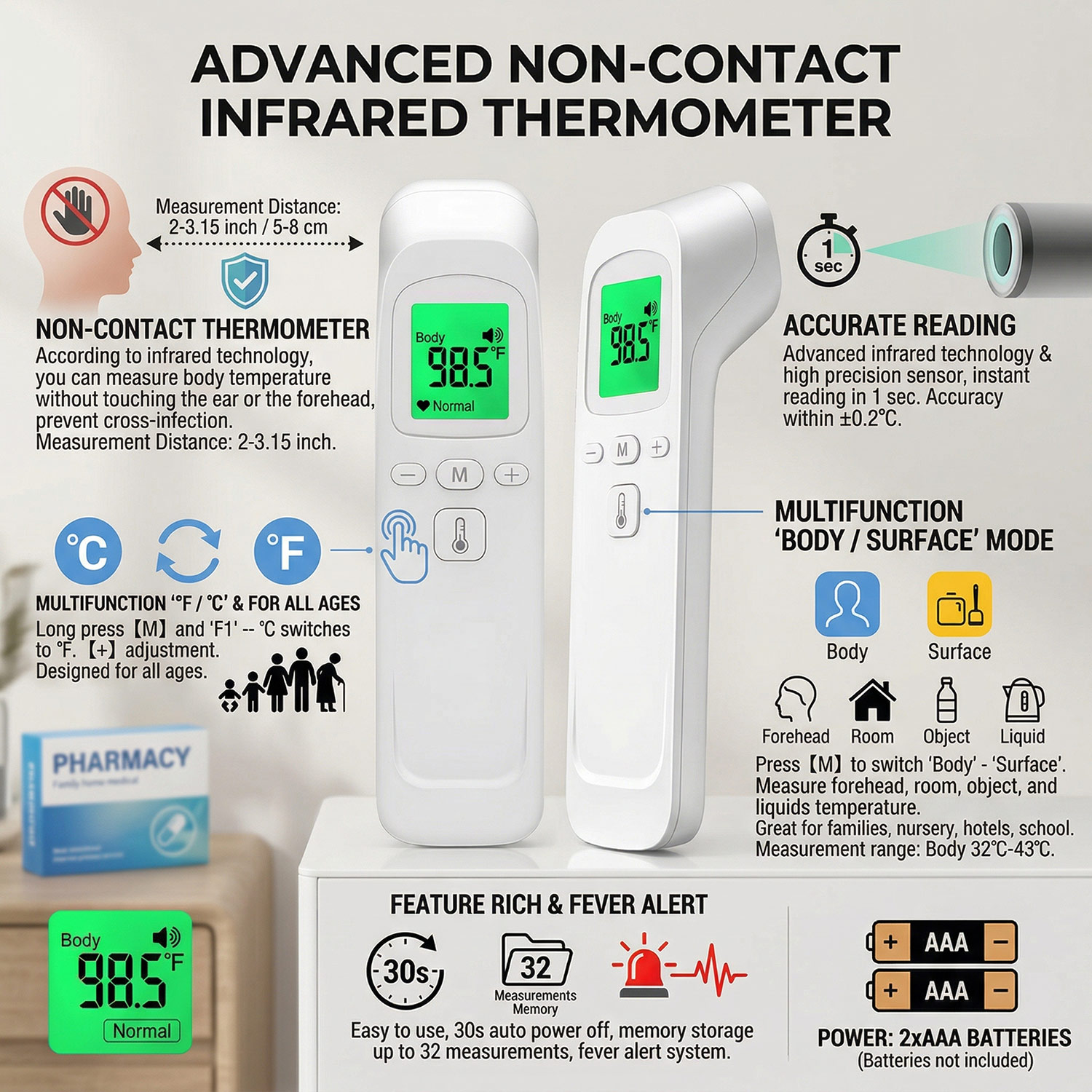 Handheld Baby Thermometer Infr - Digital Thermometer Infrared 评论和价格