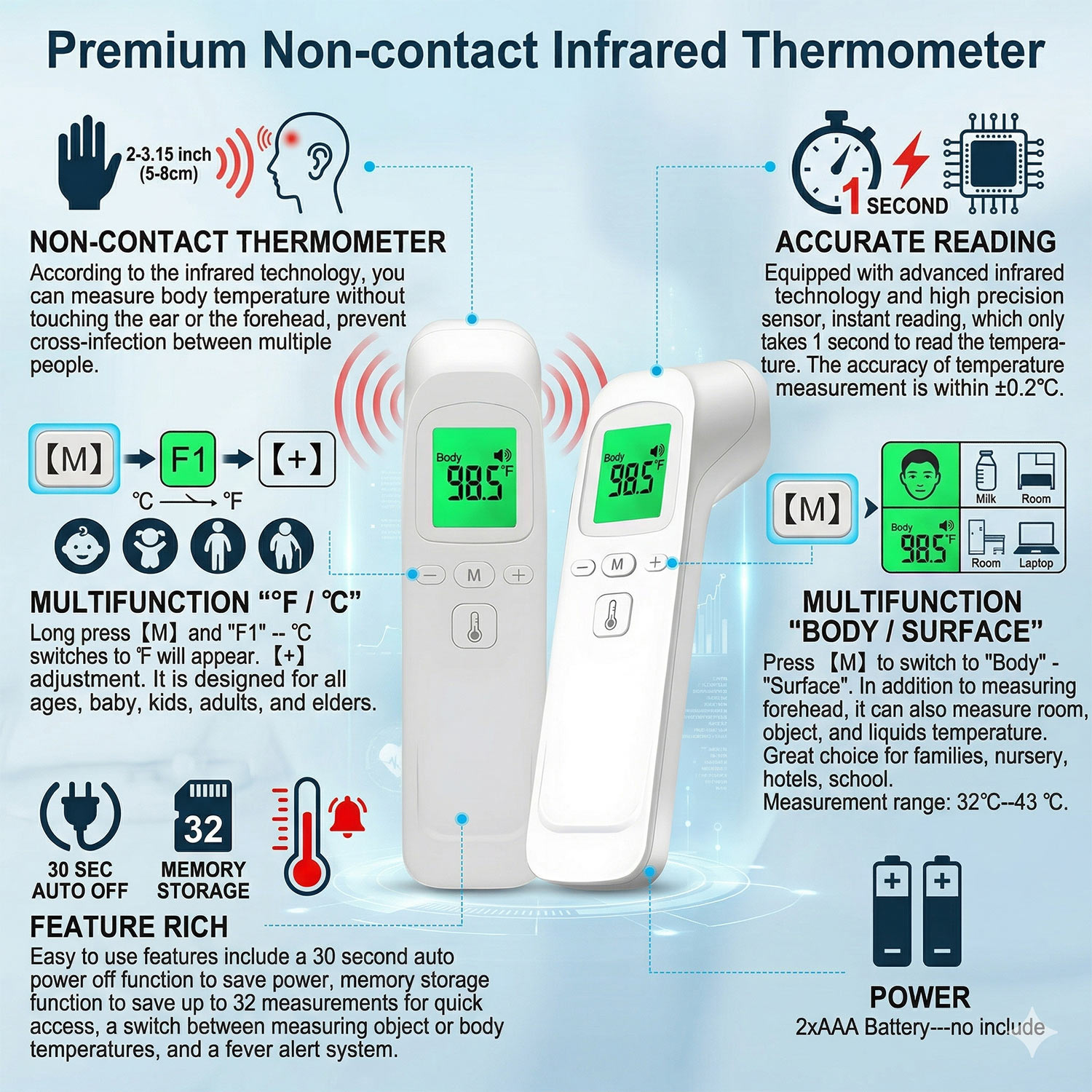 Handheld Baby Thermometer Infr - Digital Thermometer Infrared 评论和价格